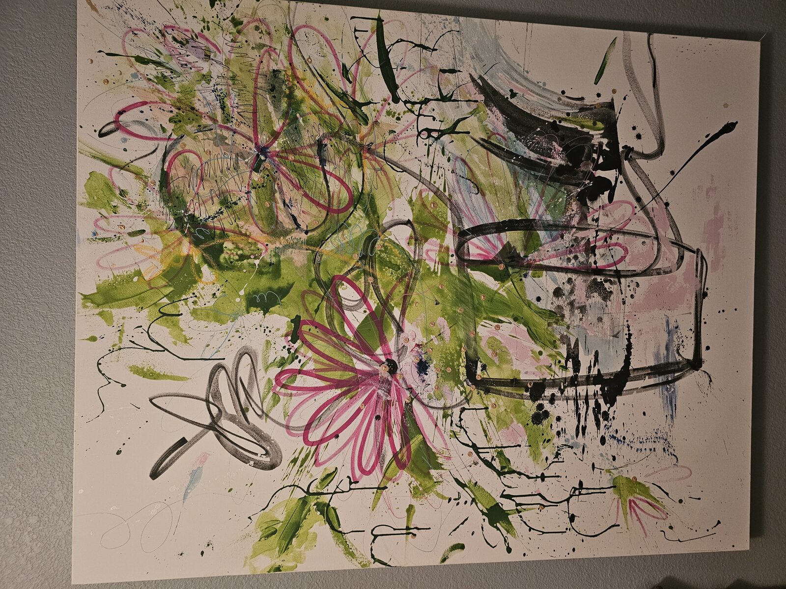 Ink and Bloom, Acrylic on canvas, by Lisa Barth