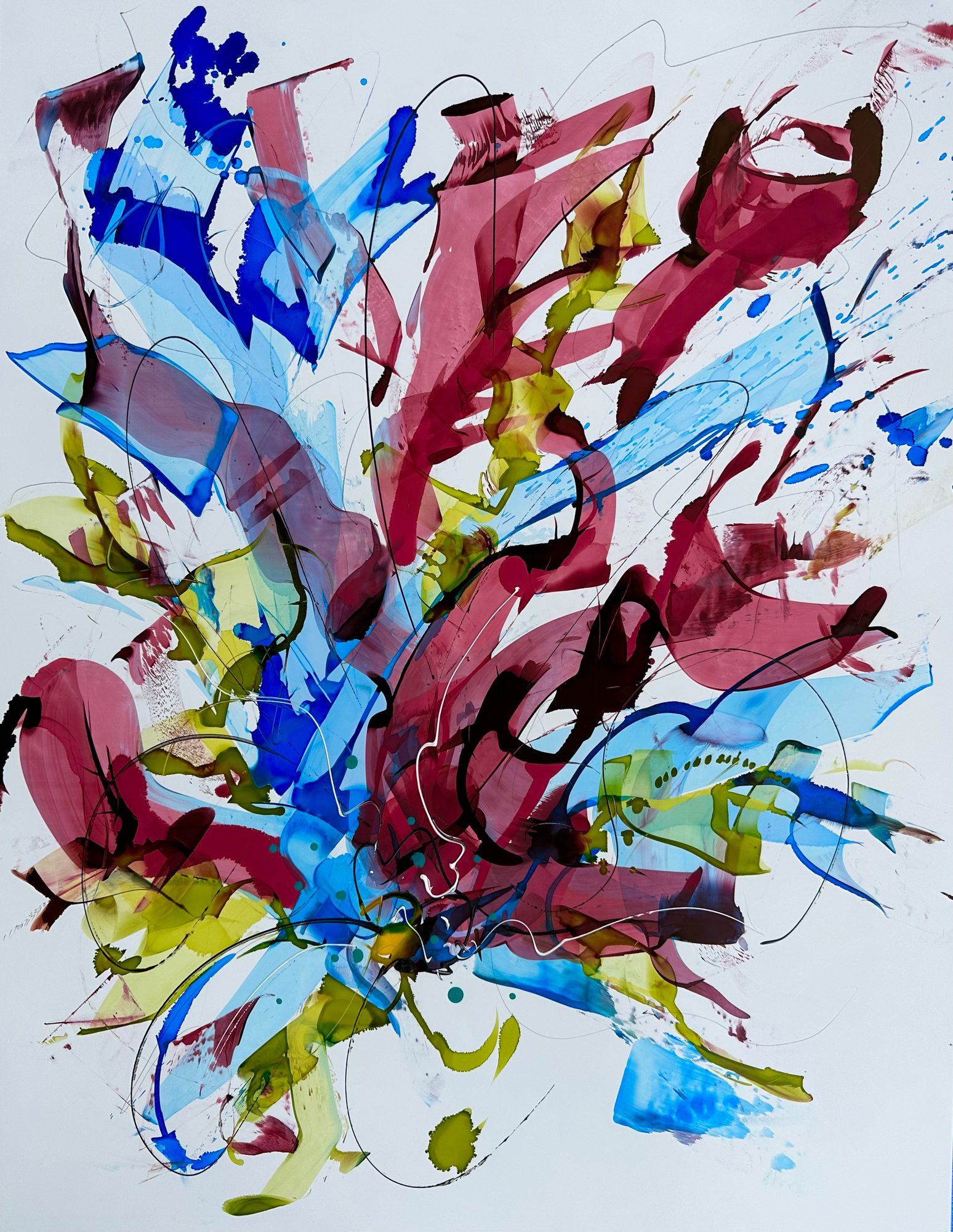 Crimson Burst, Acrylic on canvas, by Lisa Barth