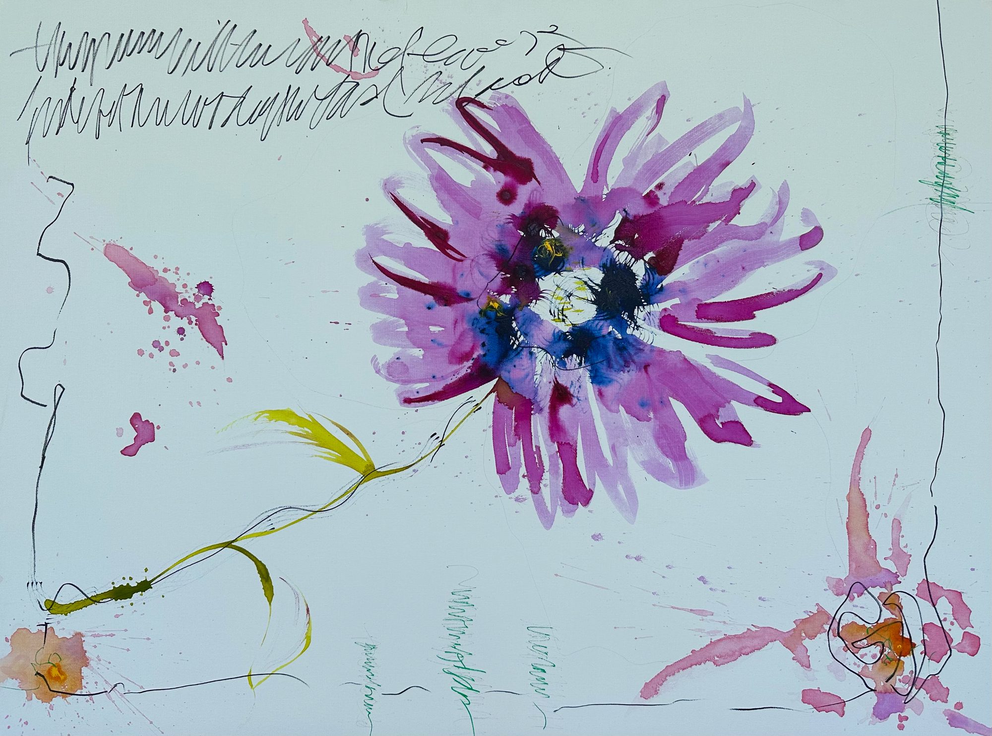 Purple Aster, Acrylic on canvas, by Lisa Barth