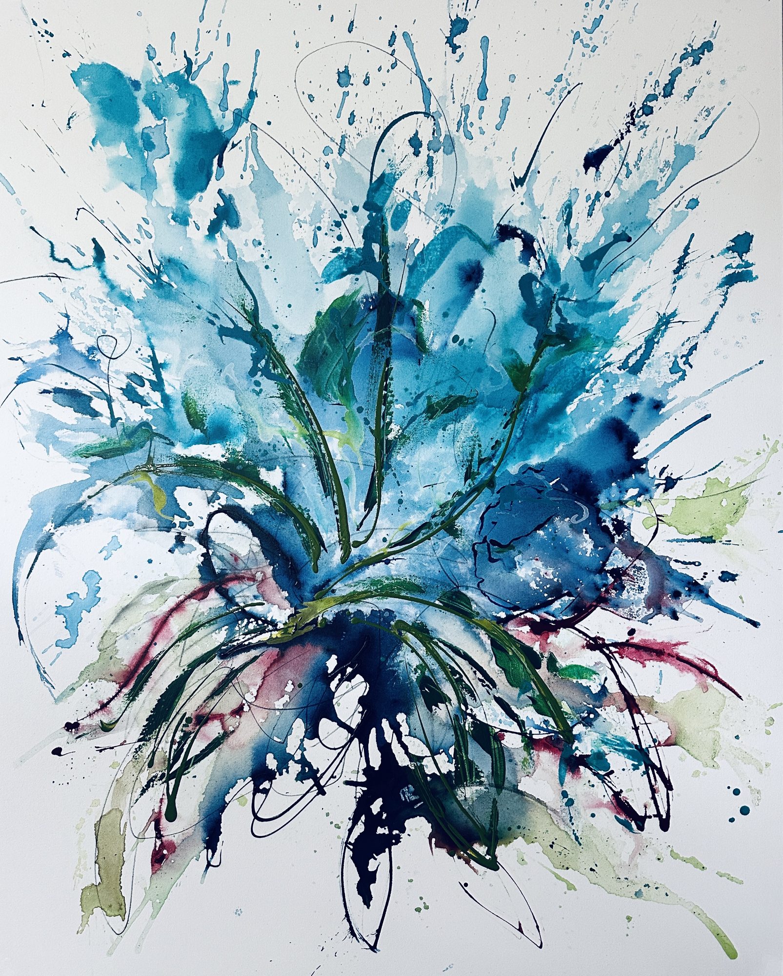 Blue Hibiscus, Acrylic on canvas - 60x48 in, by Lisa Barth