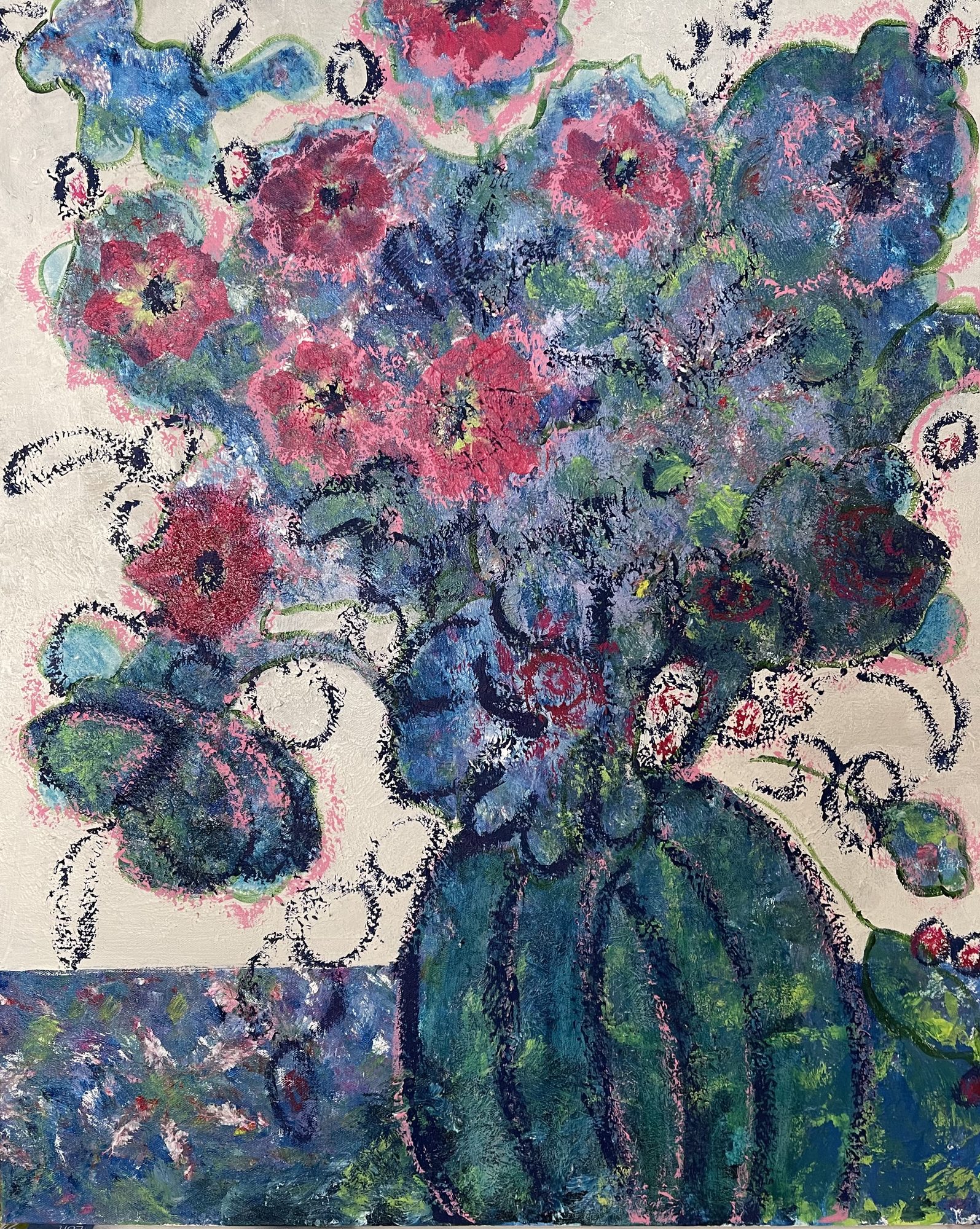 Midnight Bouquet, Acrylic on canvas, by Lisa Barth