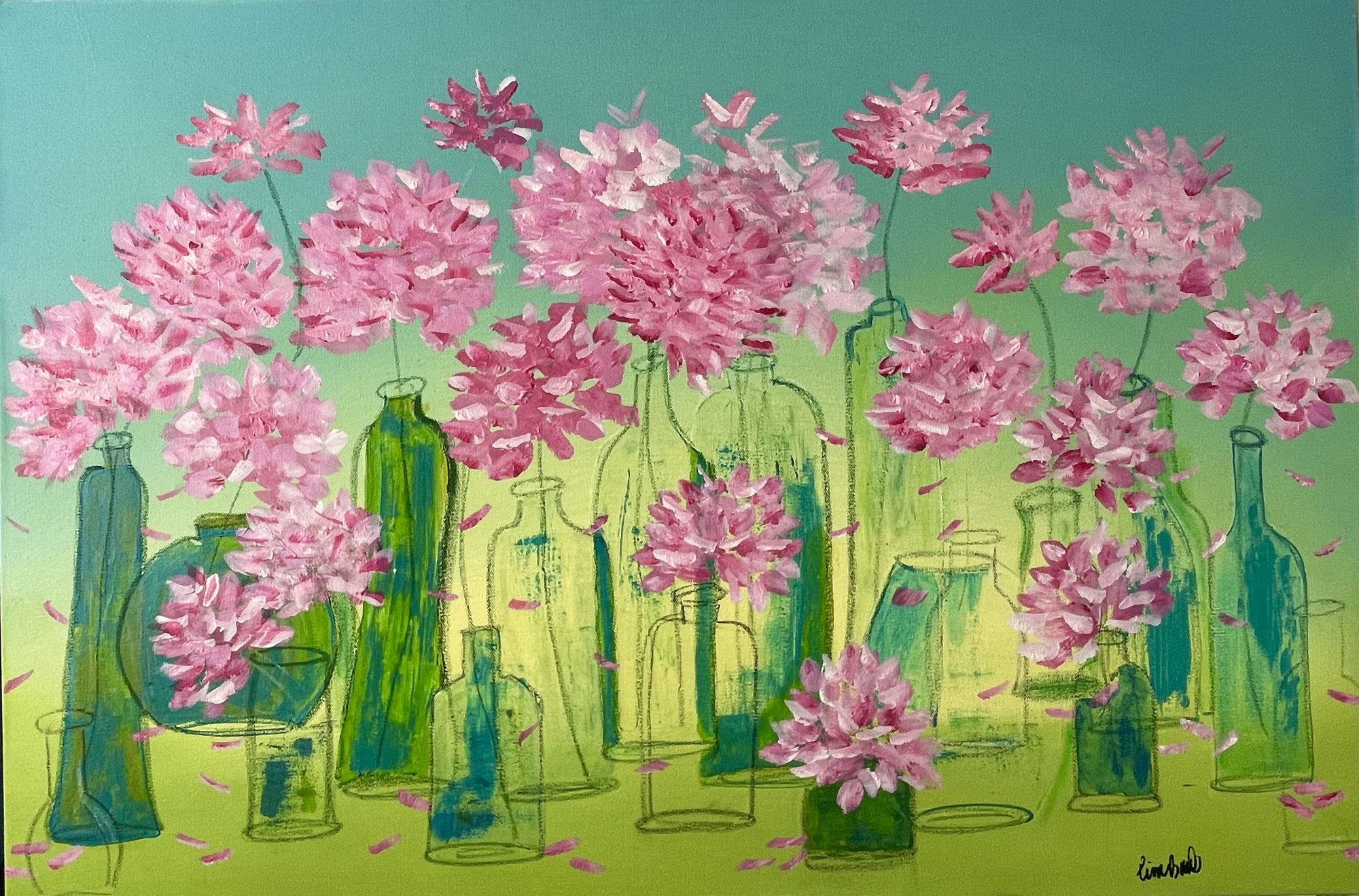 Bottle Garden, Acrylic on canvas, by Lisa Barth